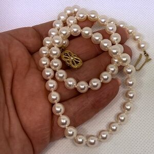 MIKIMOTO ZALES SIGNATURE LINE 14K PEARL NECKLACE 18” WOW 7.0-7.5MM